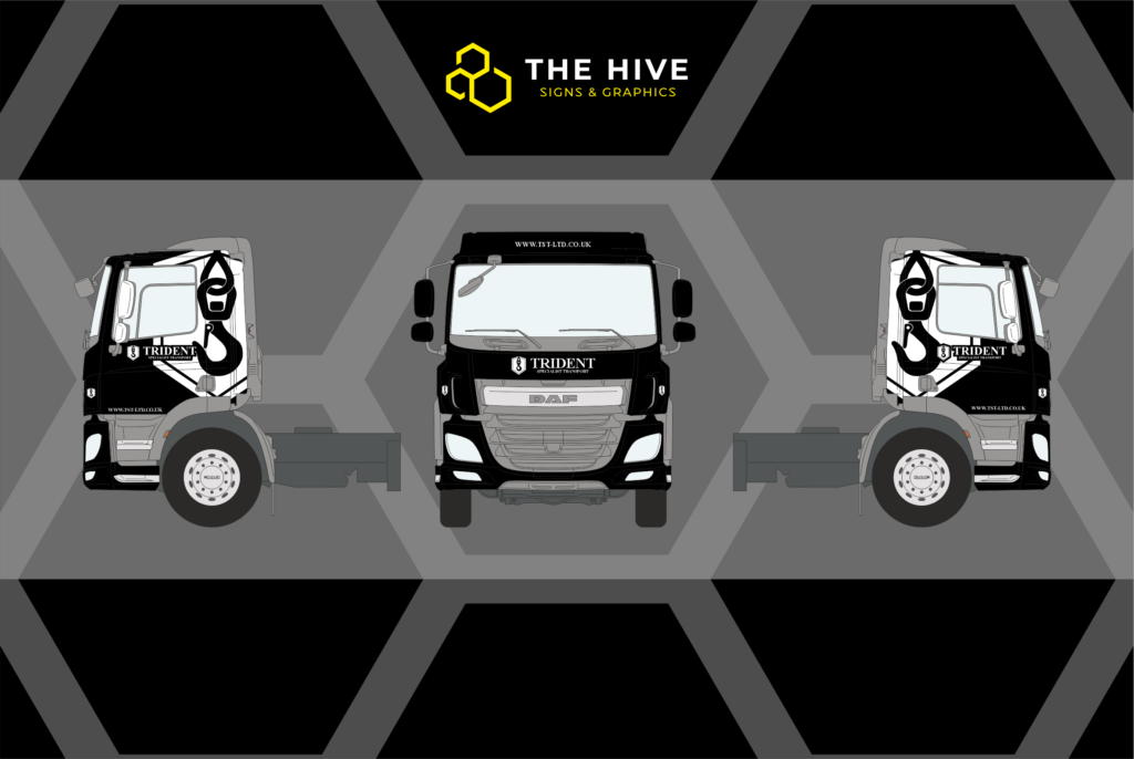 The Hive design artwork showing the proposed Trident truck graphics